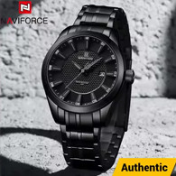 NAVIFORCE 8032 Alloy Quartz watches Stainless Steel strap with 30m water resistance wristwatch For Men Casual- Black