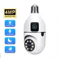 V380 Pro Dual Lens Dual Screen E27 Bulb Camera Two Ways Audio Color Night Vision Smart Home Security Wireless WIFI Indoor Camera